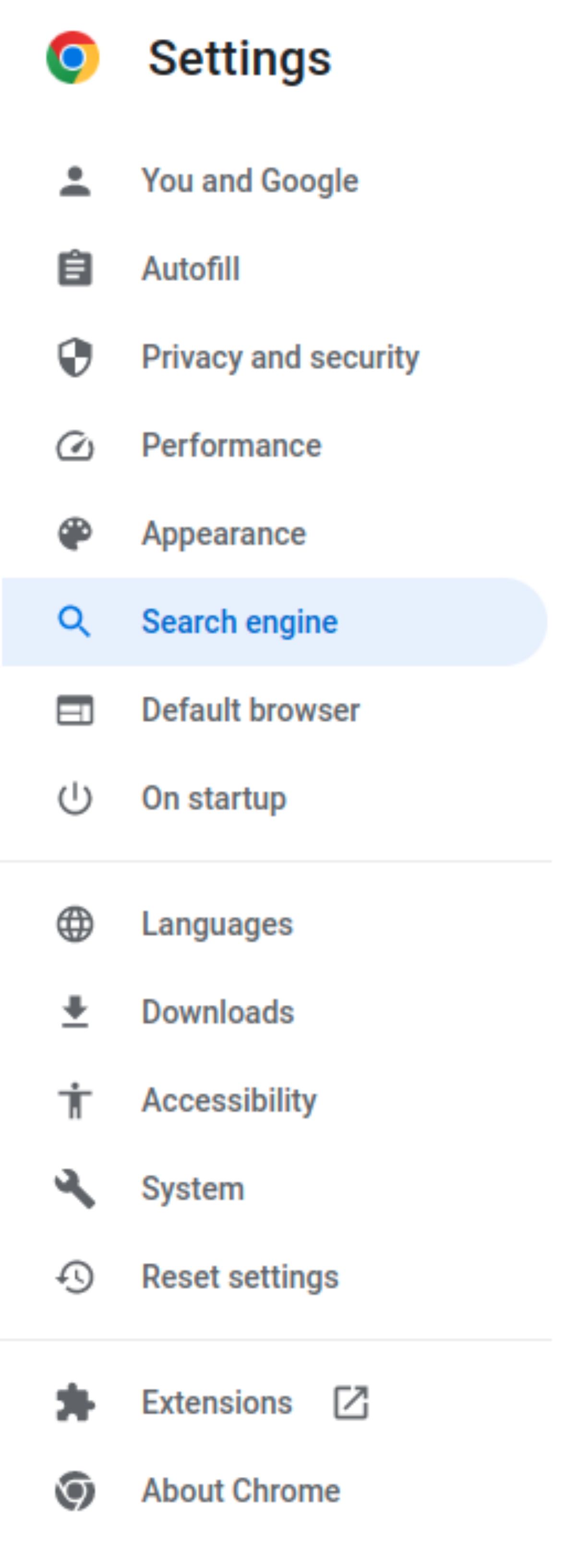 Chrome Settings > Search engine